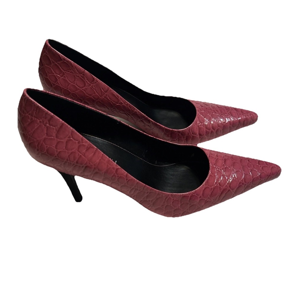 Gianni Bini Shoes Sz 8.5 Pink Leather Snake Women's Pointed Toe Heels - Picture 6 of 8